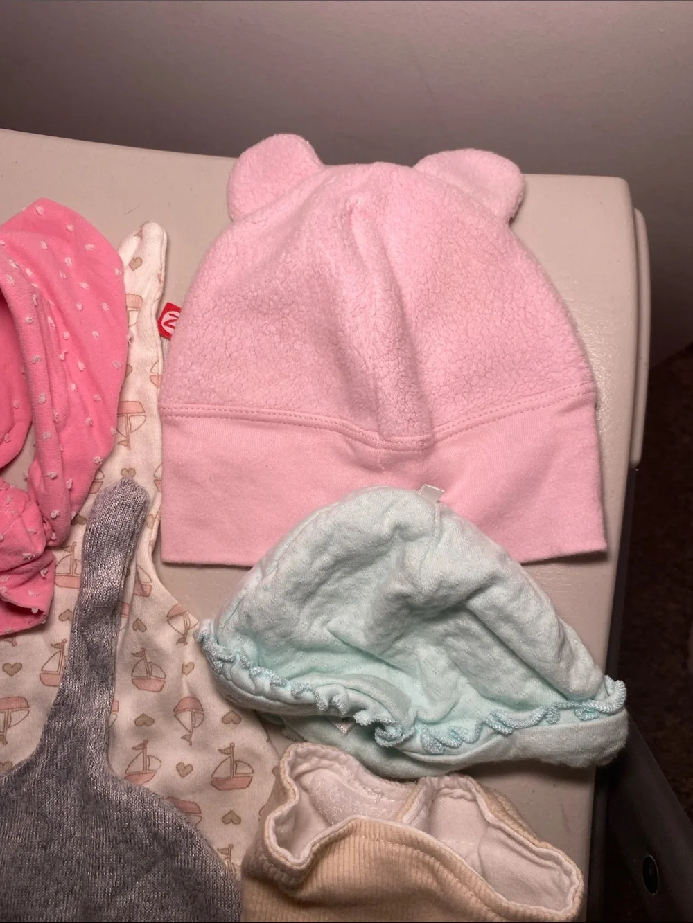 Mix Brands Baby Girls Hat & Bib Accessory Set - Pink, Gray, Mint, Cream, White